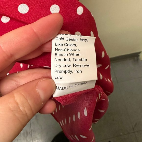 Shein Red Keyhole Neck Dress with White Dots, XS, Pre-owned - Picture 6 of 6